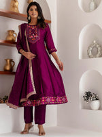 Dazzling Purple Color Vichitra Fabric Designer Readymade Suit