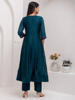 Dazzling Teal Color Vichitra Fabric Designer Readymade Suit