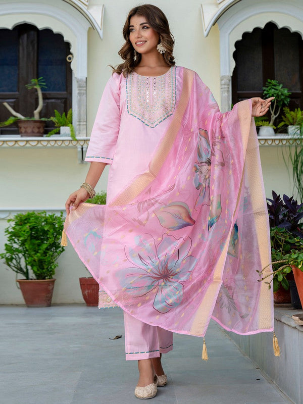 Gorgeous Pink Color Silk Fabric Designer Suit