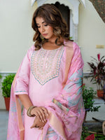 Gorgeous Pink Color Silk Fabric Designer Suit