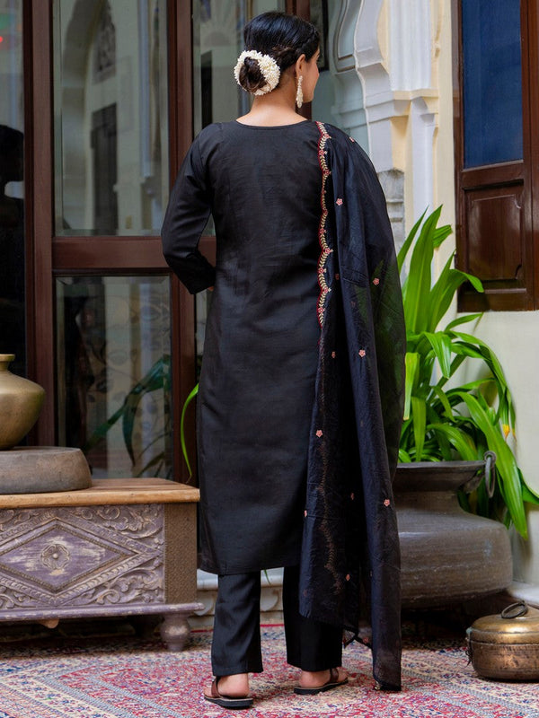 Gorgeous Black Color Silk Fabric Designer Suit
