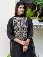 Gorgeous Black Color Silk Fabric Designer Suit