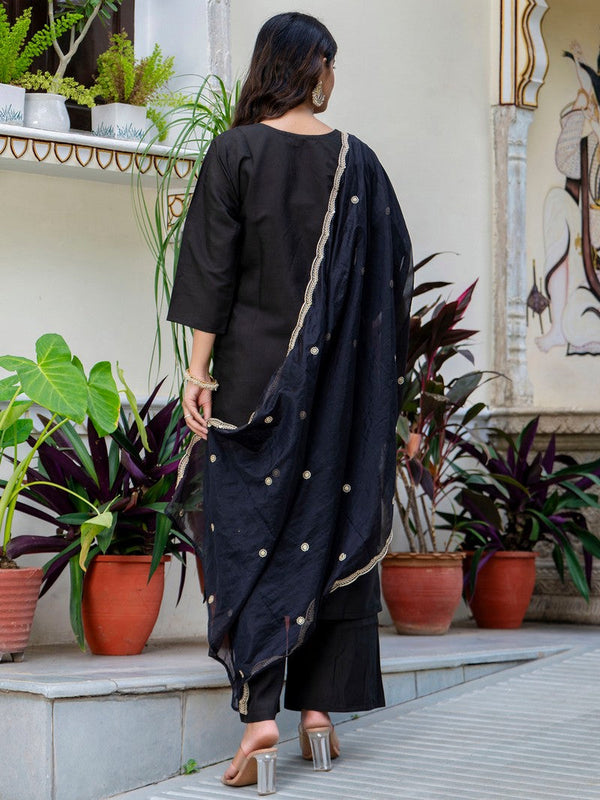Gorgeous Black Color Silk Fabric Designer Suit