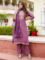 Gorgeous Purple Color Silk Fabric Designer Suit