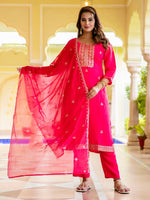 Gorgeous Pink Color Silk Fabric Designer Suit