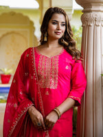 Gorgeous Pink Color Silk Fabric Designer Suit