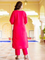 Gorgeous Pink Color Silk Fabric Designer Suit