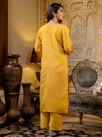 Gorgeous Mustard Color Silk Fabric Designer Suit