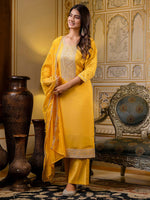 Gorgeous Mustard Color Silk Fabric Designer Suit