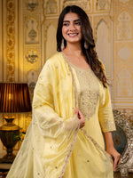 Gorgeous Yellow Color Silk Fabric Designer Suit