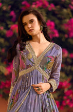 Dazzling Purple Color Chinon Fabric Partywear Suit
