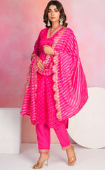 Dazzling Pink Color Viscose Fabric Designer Suit