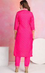 Dazzling Pink Color Viscose Fabric Designer Suit