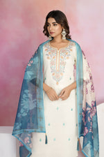 Dazzling White Color Viscose Fabric Designer Suit