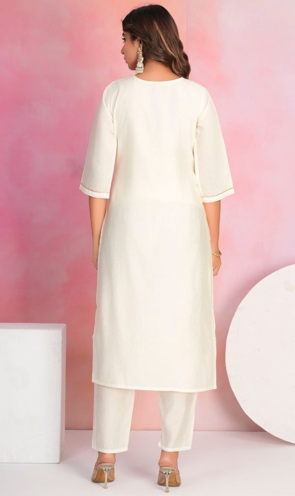 Dazzling White Color Viscose Fabric Designer Suit