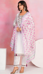 Dazzling White Color Viscose Fabric Designer Suit