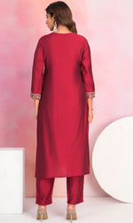 Dazzling Maroon Color Viscose Fabric Designer Suit