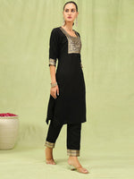 Dazzling Black Color Cotton Fabric Designer Suit