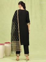 Dazzling Black Color Cotton Fabric Designer Suit
