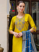 Dazzling Yellow Color Viscose Fabric Designer Suit
