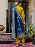Dazzling Yellow Color Viscose Fabric Designer Suit