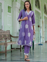 Dazzling Purple Color Silk Fabric Designer Suit