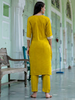 Dazzling Yellow Color Silk Fabric Designer Suit