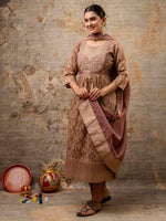 Dazzling Brown Color Silk Fabric Designer Suit