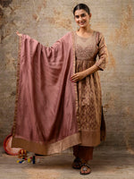 Dazzling Brown Color Silk Fabric Designer Suit