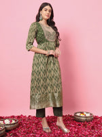 Dazzling Green Color Silk Fabric Designer Suit