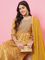 Dazzling Mustard Color Silk Fabric Designer Suit