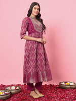Dazzling Purple Color Silk Fabric Designer Suit