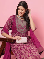 Dazzling Purple Color Silk Fabric Designer Suit