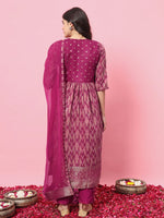 Dazzling Purple Color Silk Fabric Designer Suit
