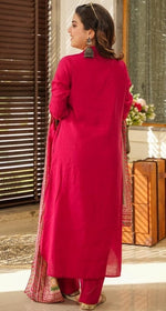 Beautiful Pink Color Cotton Fabric Designer Suit