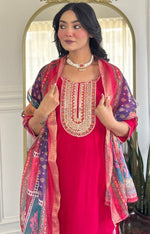 Beautiful Pink Color Silk Fabric Designer Suit