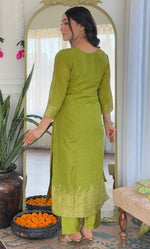 Beautiful Green Color Jacquard Fabric Designer Suit