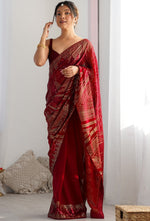 Dazzling Maroon Color Georgette Fabric Partywear Saree