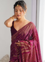 Dazzling Wine Color Georgette Fabric Partywear Saree