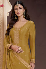 Beautiful Yellow Color Chinon Fabric Plazzo Suit