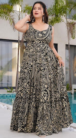 Dazzling Black Color Rayon Fabric Gown