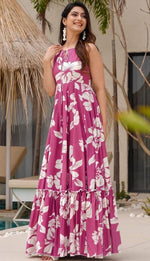 Dazzling Pink Color Rayon Fabric Gown