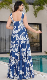 Dazzling Blue Color Rayon Fabric Gown