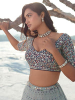 Divine Grey Color Georgette Fabric Party Wear Lehenga
