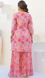 Beautiful Pink Color Georgette Fabric Plazzo Suit