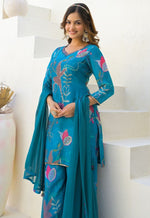 Beautiful Blue Color Georgette Fabric Plazzo Suit