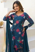 Beautiful Navy Blue Color Georgette Fabric Plazzo Suit