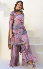 Beautiful Pink Color Georgette Fabric Plazzo Suit