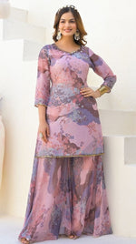 Beautiful Pink Color Georgette Fabric Plazzo Suit