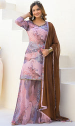 Beautiful Pink Color Georgette Fabric Plazzo Suit